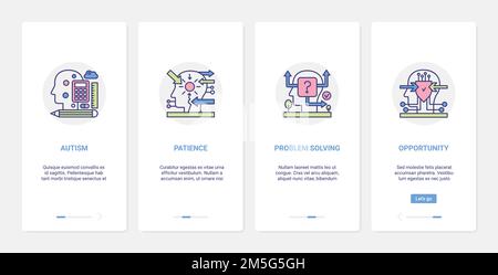 Mind Prozess der Kommunikation Problemlösung Vektor Illustration. UX, UI Onboarding mobile App Seite Bildschirm Satz von abstrakten Linie menschlichen Kopf in communi Stock Vektor