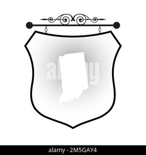 Indiana Karte auf Heraldic Schild Stock Vektor
