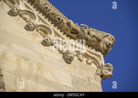 Detail der Sv Marko Kathedrale, Korcula, Dubrovnik-Neretva County, Kroatien Stockfoto