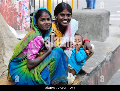 Bettler auf den Straßen von Kalkutta, Indien. Stockfoto