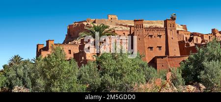 Adobe-Gebäude der Berber Ksar oder befestigte Dorf von Ait Benhaddou, Sous-Massa-Dra-Marokko Stockfoto