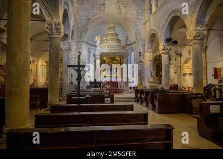 Innenansicht der Kathedrale Sv Marko, Korcula, Dubrovnik-Neretva County, Kroatien Stockfoto