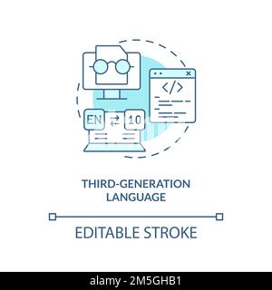 Türkisfarbenes Symbol für Programmiersprache der dritten Generation Stock Vektor