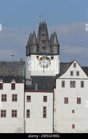 Das Schloss Graf wurde aus dem 11. Jahrhundert erbaut und ist ein Wahrzeichen von Diez, Hessen, Deutschland Stockfoto