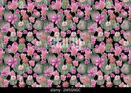 Nahtloses Blumenmuster. Blumen boho Hintergrund für Textil, Tapete und Geschenkpapier. Aquarell-Handzeichnung. Stockfoto