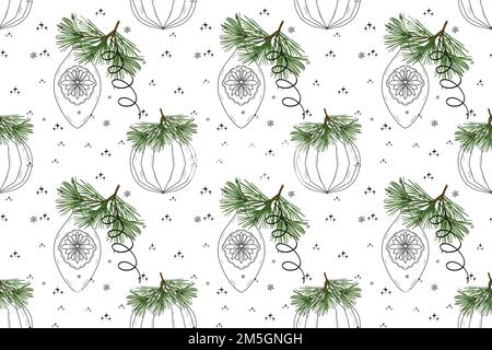 Nahtloses Blumenmuster. Blumen Weihnachtshintergrund für Textilien, Tapeten und Geschenkpapier. Aquarell-Handzeichnung. Stockfoto