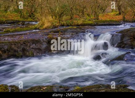 Wunderschöner Wasserfall am Fluss Ogwen in Snowdonia, Wales Stockfoto