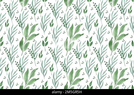 Nahtloses Blumenmuster. Grüner BHo-Hintergrund für Textil, Tapete und Geschenkpapier. Aquarell-Handzeichnung. Stockfoto