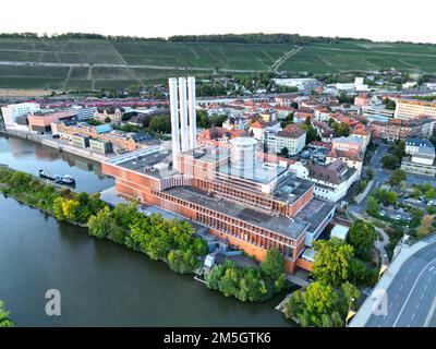 Wuzburg, Deutschland Thermalkraftwerk über Kopf, Vogelperspektive Stockfoto