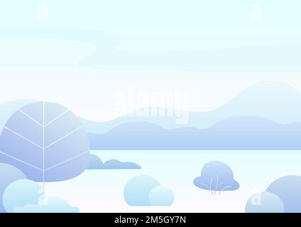 Fantasy einfache Cartoon Winterlandschaft, moderne Gradienten Natur Vektor Illustration Stock Vektor