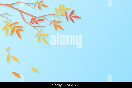 Herbst Verkauf Hintergrund mit Baum Zweig mit mehrfarbigen Blättern zum Einkaufen Verkauf oder Promo-Poster. Vorlage für Vektorgrafik für Webbanner Stock Vektor