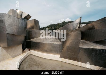 Nahaufnahme des Bilbao Guggenheim Museums Stockfoto