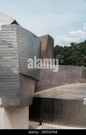 Nahaufnahme des Bilbao Guggenheim Museums Stockfoto