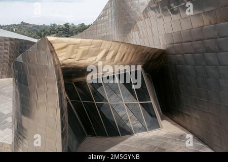 Nahaufnahme des Bilbao Guggenheim Museums Stockfoto