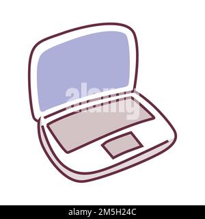 Öffnen Sie den Laptop, der von Hand gezeichnet wurde Stock Vektor