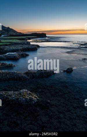 Sonnenaufgang am Cabo de Las Huertas, Alicante, Spanien Stockfoto