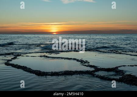 Sonnenaufgang am Cabo de Las Huertas, Alicante, Spanien Stockfoto