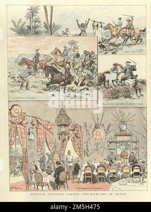 Englische Offiziere im Ausland, Fuchsjagd in Ägypten, Britisches Empire, viktorianisch, 19. Jahrhundert Stockfoto