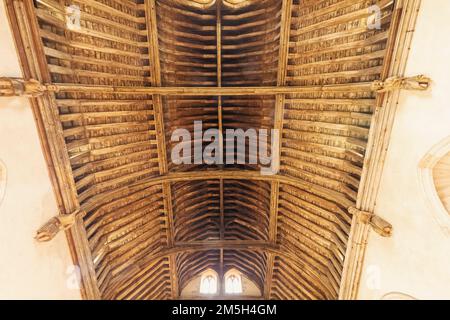 England, Kent, Penshurst, Penshurst Place und Gardens, Holzdecke in der Baron's Hall Stockfoto