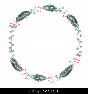 Aquarell Winter weihnachten Neujahr Feier Kranz Illustration Stockfoto