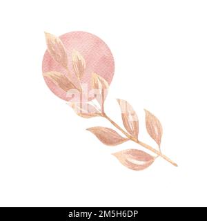 Abstrakte moderne Komposition. Hintergrund für Aquarellelemente. Handbemalte, durchsichtige Blumenformen in sanften Pastelltönen. Zeitgenössische Kunstbeispiele Stockfoto