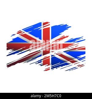 Flagge Großbritannien in der Form Spuren Pinsel isoliert Vektor Stock Vektor