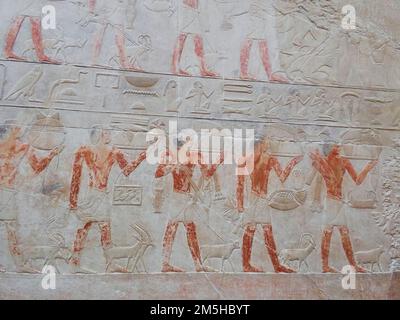 alten Ägypten Hieroglyphen auf dem Stein geschnitzt Stockfoto