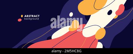 Moderne, abstrakte organische Formen des Hintergrunds. Zusammensetzungen von flüssigen Mustern, Schmelzformen, Bewegungsstürmen. Vorlage für Design, Banner und Poster. Stock Vektor