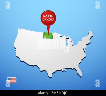 North Dakota auf USA-Karte Stock Vektor
