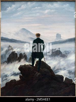 Caspar David Friedrich (1774-1840), Wanderer oberhalb des Nebelmeers, ca. 1817. Wanderer über dem Nebelmeer. Hamburger Kunsthalle. Öl auf Segeltuch, 94,8 C. Stockfoto