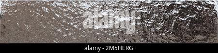 Oberfläche aus metallischer Zinnfolie. Silberner, matter Metallhintergrund. Pergamentpapierstruktur. Alufolie. Abbildung: Breite 3D mm Stockfoto