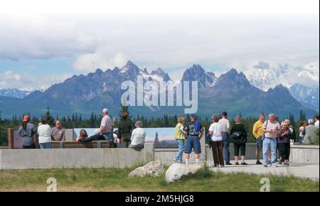 George Parks Highway Scenic Byway - Denali View South. Die South Denali Wayside ist eine der beliebtesten Haltestellen auf dem George Parks Highway. Lage: South Denali Wayside, Alaska Stockfoto