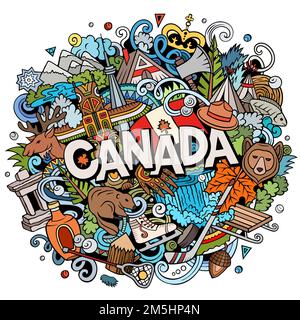 Kanadische Zeichentrickfilme. Lustiges kanadisches Design Stock Vektor