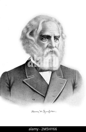 Schwarzweißporträt von Henry Wadsworth Longfellow, 1807-1882; Stockfoto