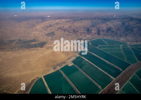 Luftaufnahme der Landschaft des jordanischen Toten Meeres, Jordanien Stockfoto