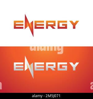 Energy Text dynamisches Logo mit Lightning - modernes Energy Logo Stock Vektor