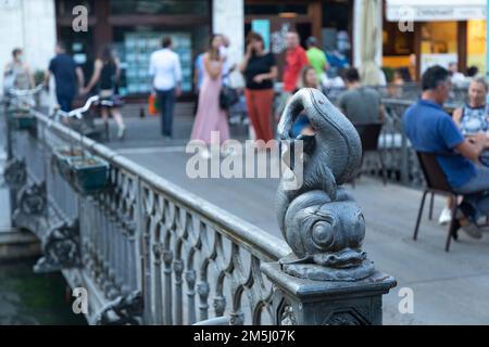 Treviso Fischerinsel - Fischsymbol des Marktes Stockfoto