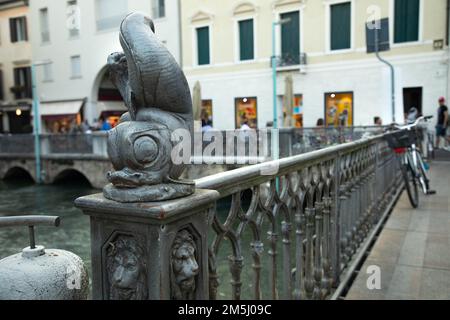 Treviso Fischerinsel - Fischsymbol des Marktes Stockfoto