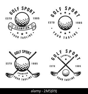 Golfclub-Emblem Vintage-Set, professionelles Golfball-Logo-Design, Golfmeisterschaft, Icon, Vektorbild, Symbol Stock Vektor