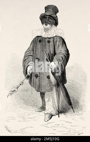 Antonio Petito, Pulcinella vom San Carlino Theater, Neapel, Kampanien. Italien. Neapel und die Neapolitaner von Marc Monnier 1861 Stockfoto