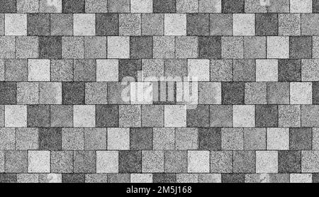 Graue Pflasterplatten, Fußgängerpflaster, Draufsicht. Nahtlose Fotostruktur im Hintergrund Stockfoto