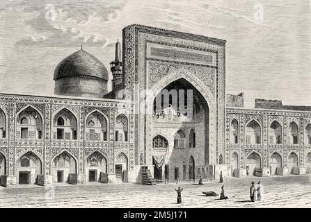 Alte Aussicht auf den Imam-Reza-Schrein, Maschhad. Provinz Razavi Khorasan, Iran. Reise in Khorassan im N de Khanikof 1858 Stockfoto