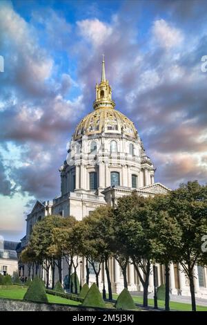 Paris, der Invalidendom, ein wunderschönes Denkmal im 7e. Arrondissement Stockfoto