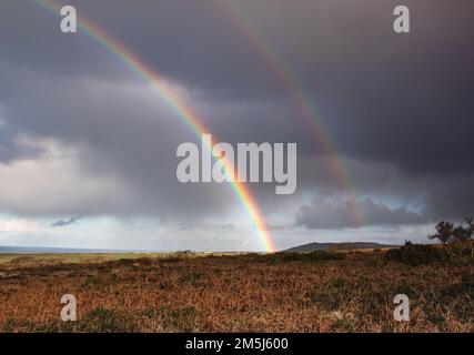 Cornish Rainbow an der St. Ives Coast Stockfoto