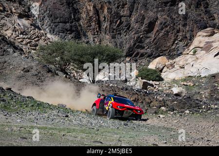 201 LOEB Sébastien (Fra), LURQUIN Fabian (Bel), Bahrain RAID Extreme, BRX, Prodrive Hunter, Auto, FIA W2RC, Action during the Private Test of the Dakar 2023, vom 28. Bis 29. Dezember 2022 in der Nähe von Yanbu, Saudi-Arabien - Photo Florent Gooden / DPPI Stockfoto