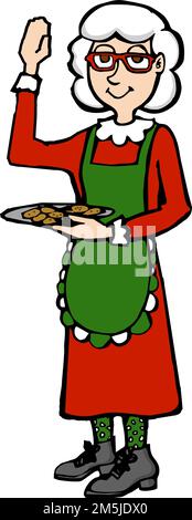 Cartoon mrs. claus mit einem Teller Keks Stock Vektor