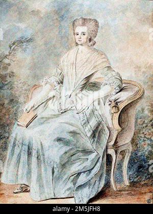 Portrait des französischen Dramatikers und politischen Aktivisten Olympe de Gouges (B. Marie Gouze: 1748-1793), Aquarell über Graphit auf Papier, 1793 Stockfoto