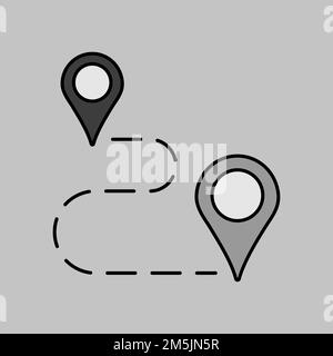 Symbol für isolierte Graustufen für Leitungsvektor. Navigationszeichen. Diagrammsymbol für Reise- und Tourismus-Website und -Apps-Design, Logo, App, UI Stock Vektor