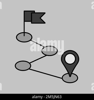 Symbol für isolierte Graustufen für Leitungsvektor. Navigationszeichen. Diagrammsymbol für Reise- und Tourismus-Website und -Apps-Design, Logo, App, UI Stock Vektor