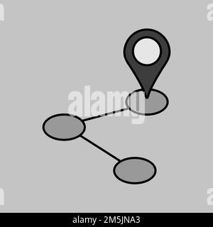 Symbol für isolierte Graustufen für Leitungsvektor. Navigationszeichen. Diagrammsymbol für Reise- und Tourismus-Website und -Apps-Design, Logo, App, UI Stock Vektor